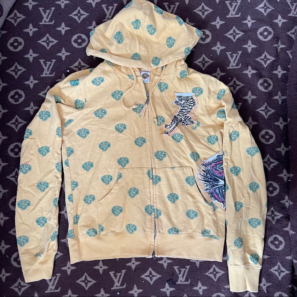 Ed Hardy logo print hoodie y2k early 2000s hype